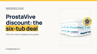 ProstaVive discount: headline beside the six-tub ProstaVive package priced at $39 a tub on a navy panel