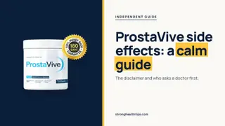 ProstaVive side effects: headline beside a ProstaVive tub on a navy panel with a yellow edge