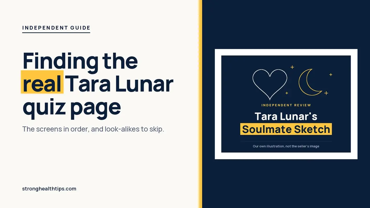 Tara Lunar Soulmate Sketch official website guide headline beside a navy and yellow heart and moon graphic