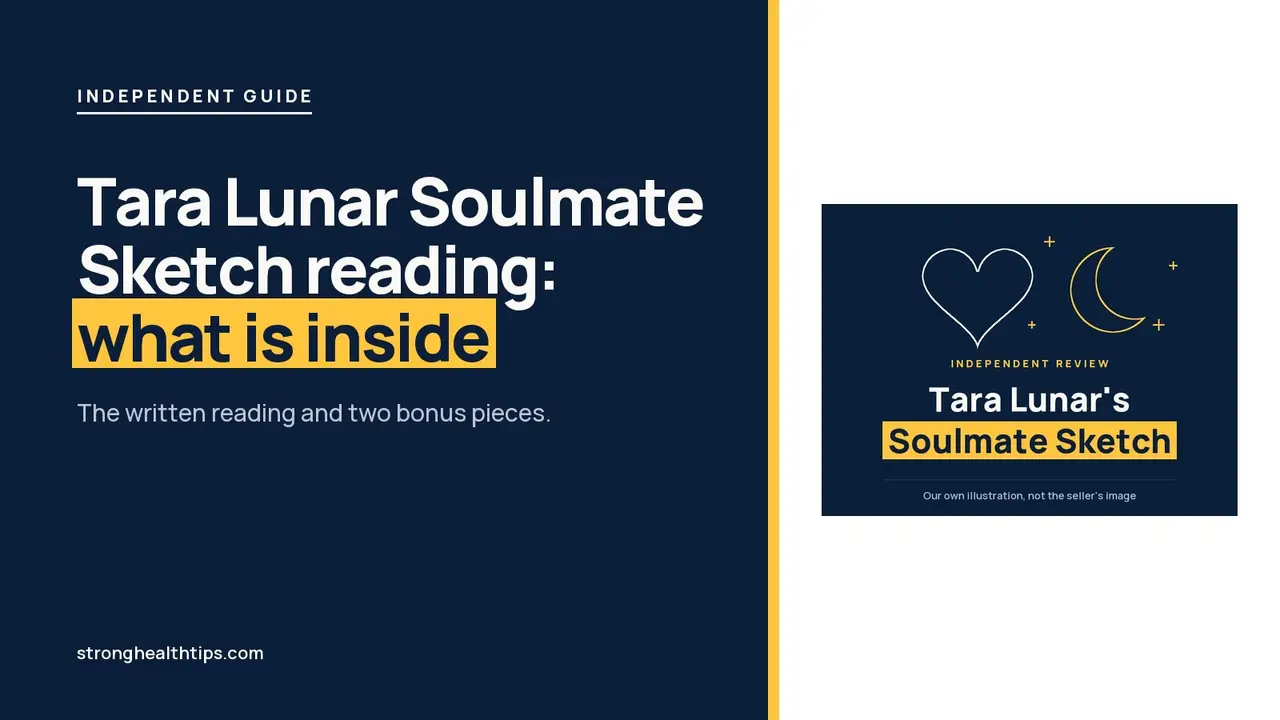 Tara Lunar Soulmate Sketch reading headline listing the written reading and two bonuses beside a heart and moon graphic