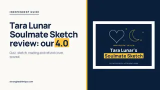 Tara Lunar Soulmate Sketch review headline with our 4.0 score beside a navy and yellow heart and moon graphic