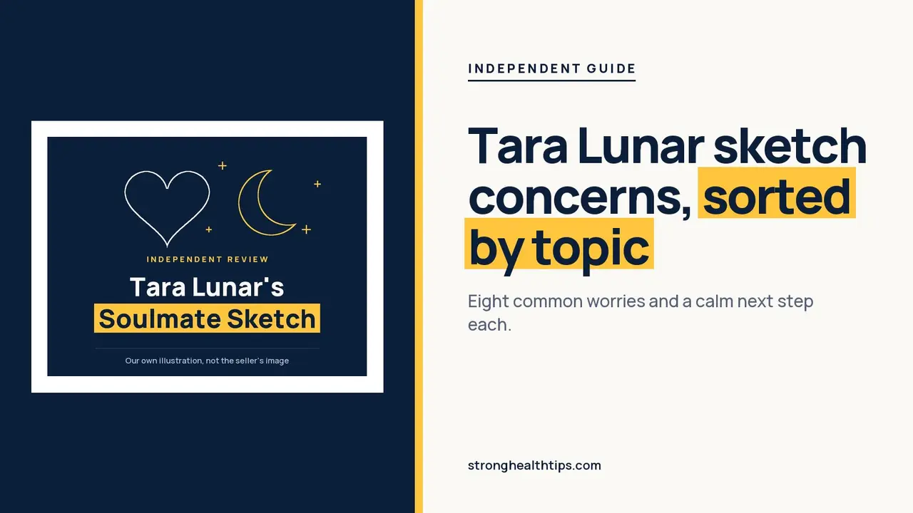 Tara Lunar Soulmate Sketch reviews and complaints headline with concerns sorted beside a heart and moon graphic