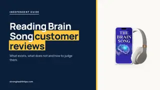 The Brain Song customer reviews: guide headline on cream beside a navy panel with a phone playing The Brain Song audio