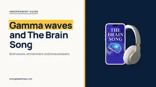 The Brain Song gamma waves explainer: plain-language headline beside a phone and headphones with The Brain Song audio