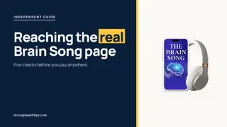 The Brain Song official website guide: headline about the genuine order page beside The Brain Song audio on a phone