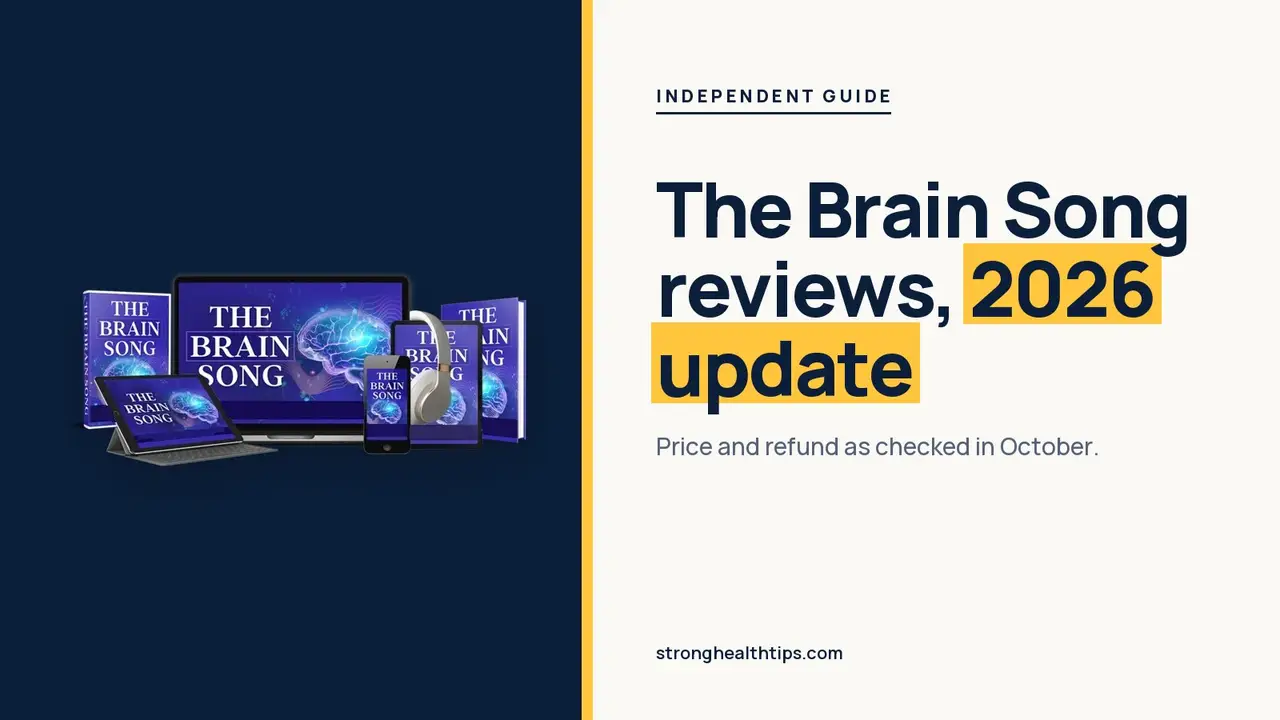 The Brain Song reviews 2026: October update headline beside a phone with The Brain Song audio on a warm white panel