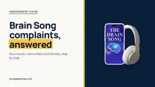 The Brain Song reviews and complaints: questions answered headline beside The Brain Song audio on a phone, navy and cream