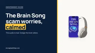 The Brain Song scam worries: headline about fake downloads on cream beside a phone showing The Brain Song audio