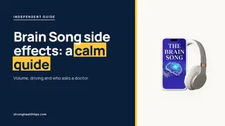 The Brain Song side effects safety guide: calm headline beside a phone and headphones with The Brain Song audio