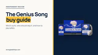 The Genius Song buy guide: headline about who should order beside a mockup of The Genius Song audio on a navy panel