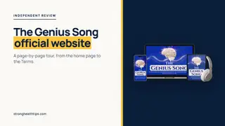 The Genius Song official website: headline beside a device mockup of the audio track on a navy panel