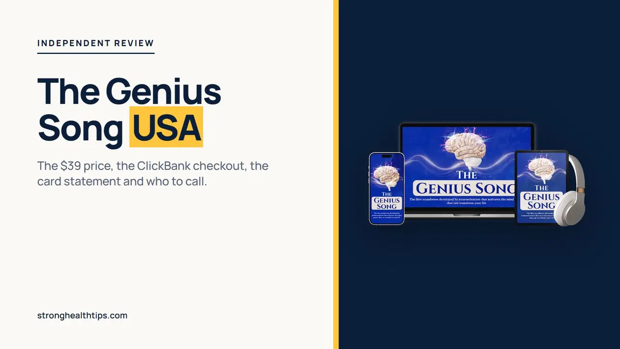 The Genius Song USA: seller's audio product mockup on a navy panel