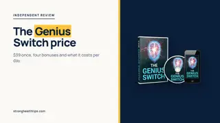 The Genius Switch price: a headline about the $39 one-time price beside a product mockup of The Genius Switch audio track