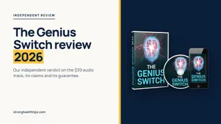 The Genius Switch review 2026: product mockup of The Genius Switch audio track on a navy panel