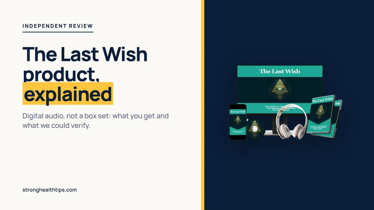 The Last Wish product: seller's mockup with a monitor, phone, headphones and disc cases