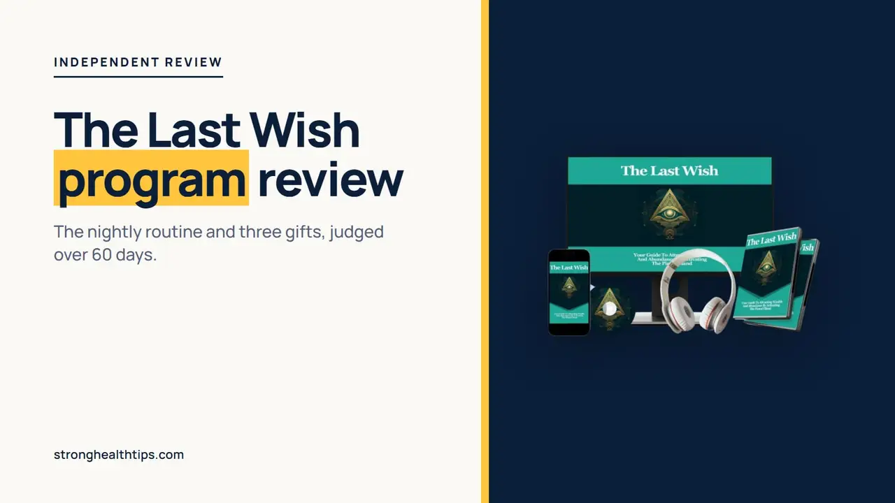 The Last Wish program review: seller's mockup of the digital recordings on a navy panel