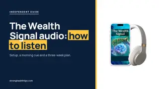 The Wealth Signal audio listening guide: headline on navy beside the phone and headphones mockup