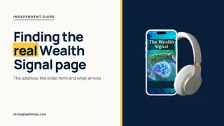 The Wealth Signal official website guide: real-page headline on cream beside the phone and headphones mockup