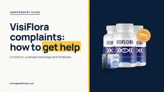 VisiFlora complaints: headline beside the two-bottle VisiFlora package on a warm white panel with a yellow bar