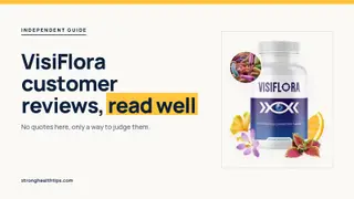 VisiFlora customer reviews: headline beside a VisiFlora bottle on a navy panel with a yellow edge