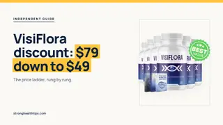 VisiFlora discount: headline beside the six-bottle VisiFlora package with its best value label on a navy panel