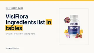 VisiFlora ingredients list: headline beside the supplement-facts label and a VisiFlora bottle on a navy panel