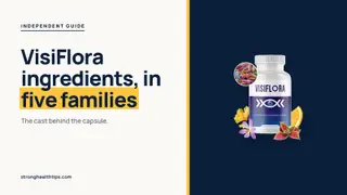 VisiFlora ingredients explained: headline beside the VisiFlora supplement-facts label and bottle on a navy background