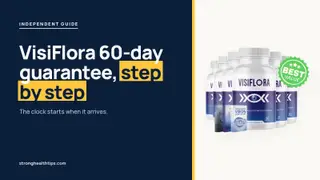 VisiFlora money-back guarantee: headline beside the 60-day guarantee seal and a VisiFlora bottle on a navy panel