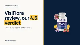 VisiFlora review: headline beside a single VisiFlora bottle on a navy panel with a yellow edge