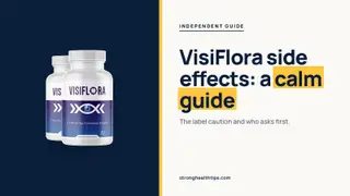 VisiFlora side effects: headline beside the VisiFlora bottle on a navy panel with a yellow edge