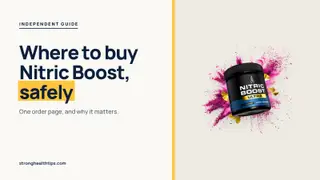 Where to buy Nitric Boost: a Nitric Boost Ultra jar beside a headline about the one safe order page on a navy panel