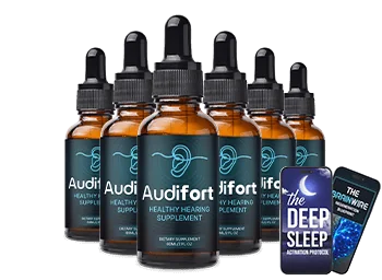 Audifort Amazon: the genuine six-bottle Audifort package shown with its two e-books