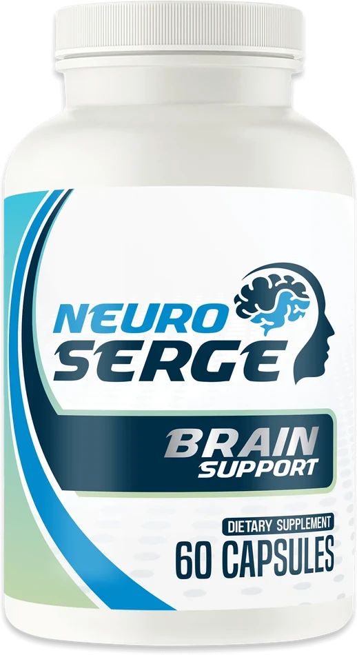 Does Neuro Serge really work: a Neuro Serge Brain Support bottle with 60 capsules on a plain background
