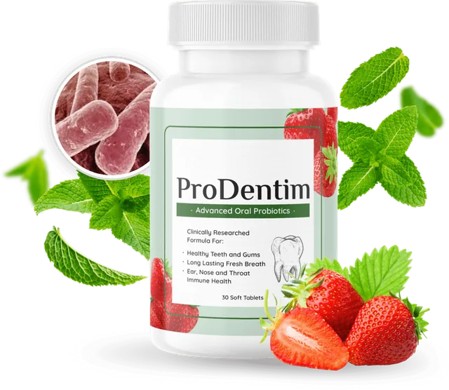 ProDentim Amazon question: a ProDentim bottle showing Advanced Oral Probiotics and 30 soft tablets