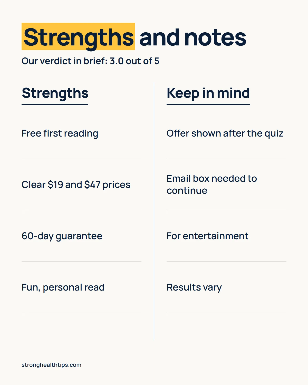 Eastern Astrology Language Reading review: strengths such as the free first reading, clear prices and the 60-day guarantee