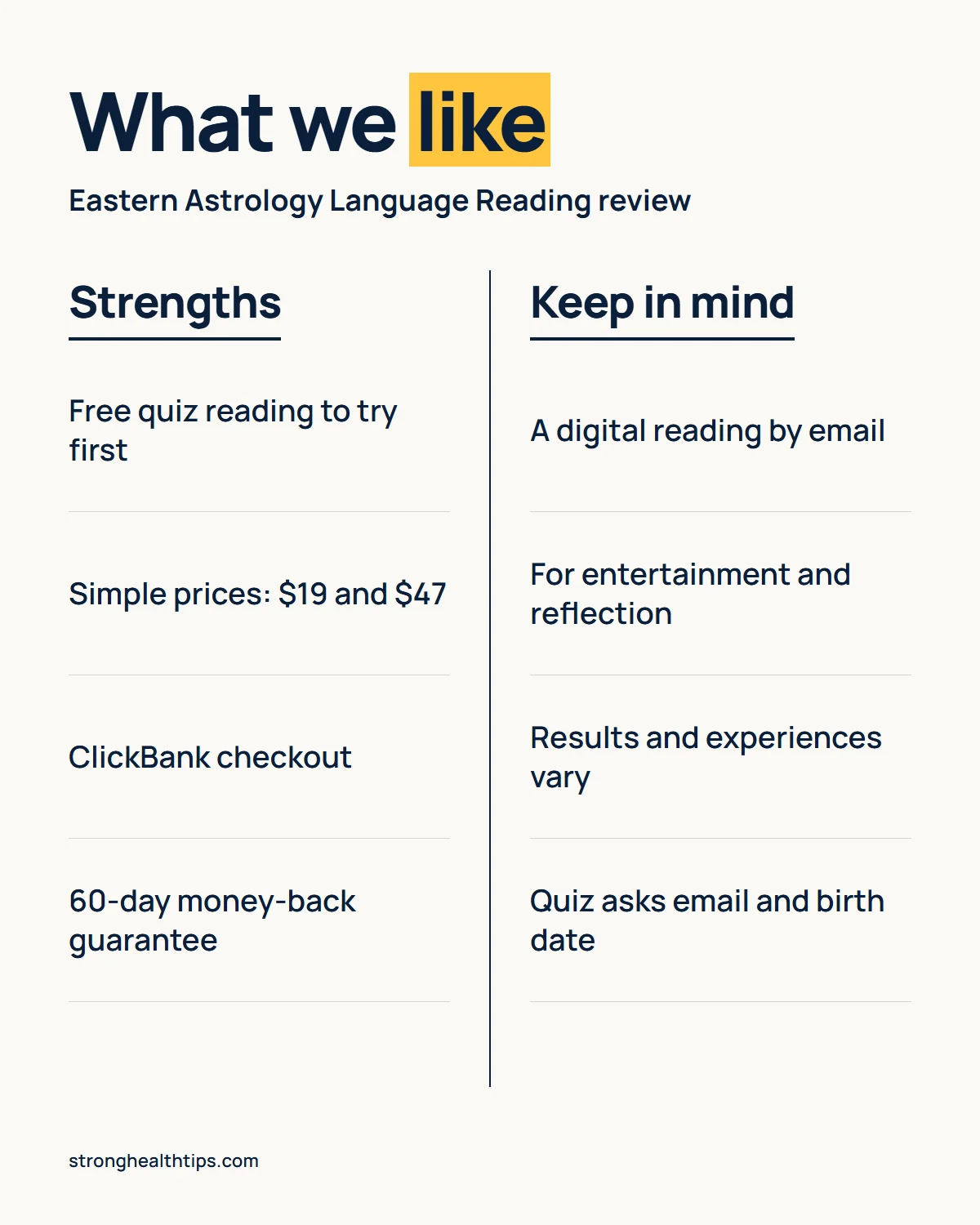 Eastern Astrology Language Reading review: what we like and what to keep in mind