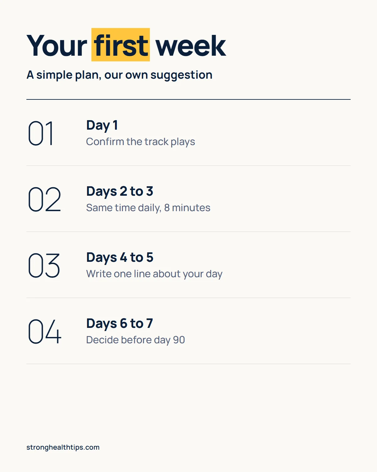 Buy The Genius Switch first week plan: confirm the track plays, listen at the same time each day