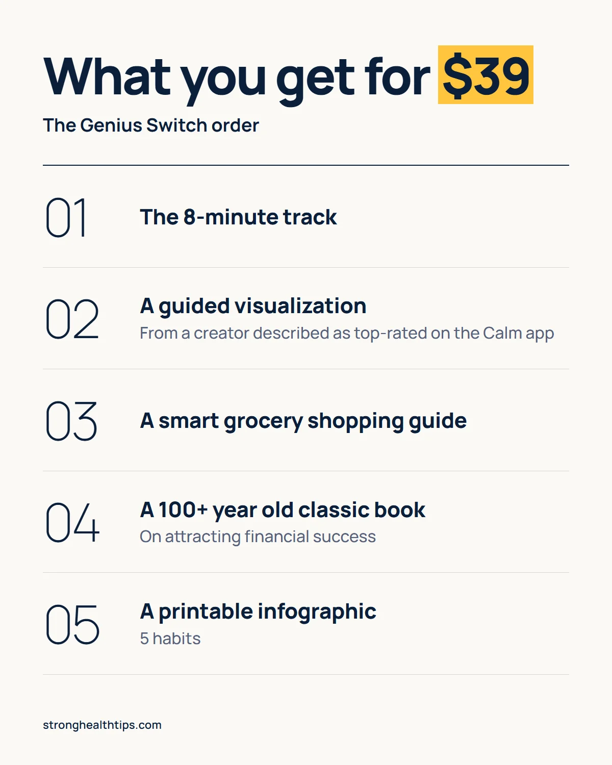 The Genius Switch game infographic: what you get for $39, the 8-minute track plus four digital bonuses
