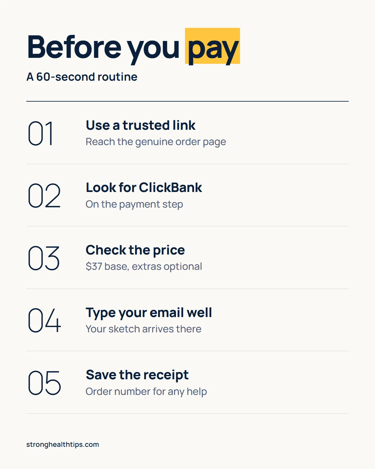 Is Tina Aldea Soulmate Sketch legit: a 60-second checklist before you pay, covering the link, the ClickBank checkout